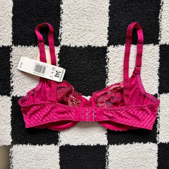 NWT Valentino Intimo Burgundy Satin Lace Bra 34B - Picture 2 of 7